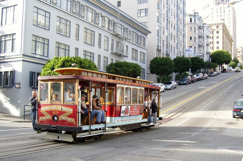 Red Cable Car on Street