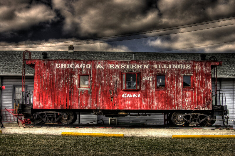 Red Caboose Train Car — Dramatic
