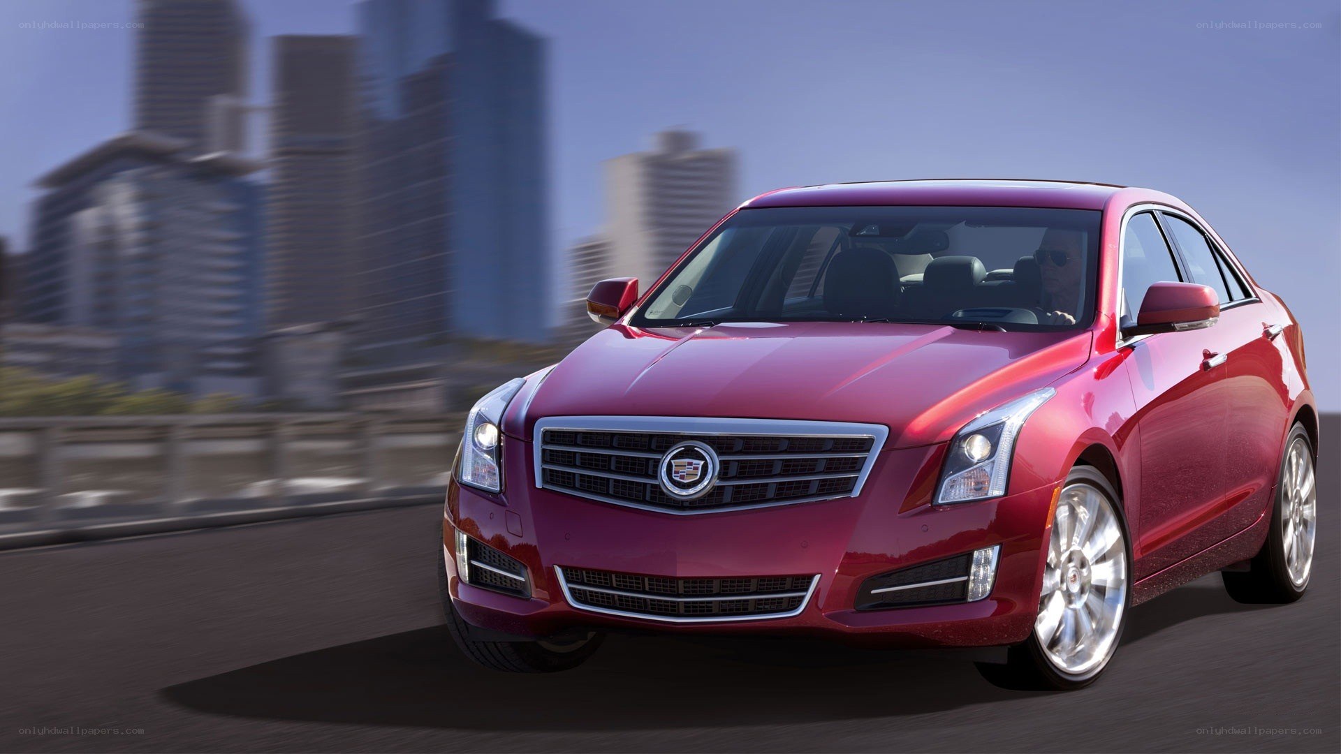 Red Cadillac ATS in city