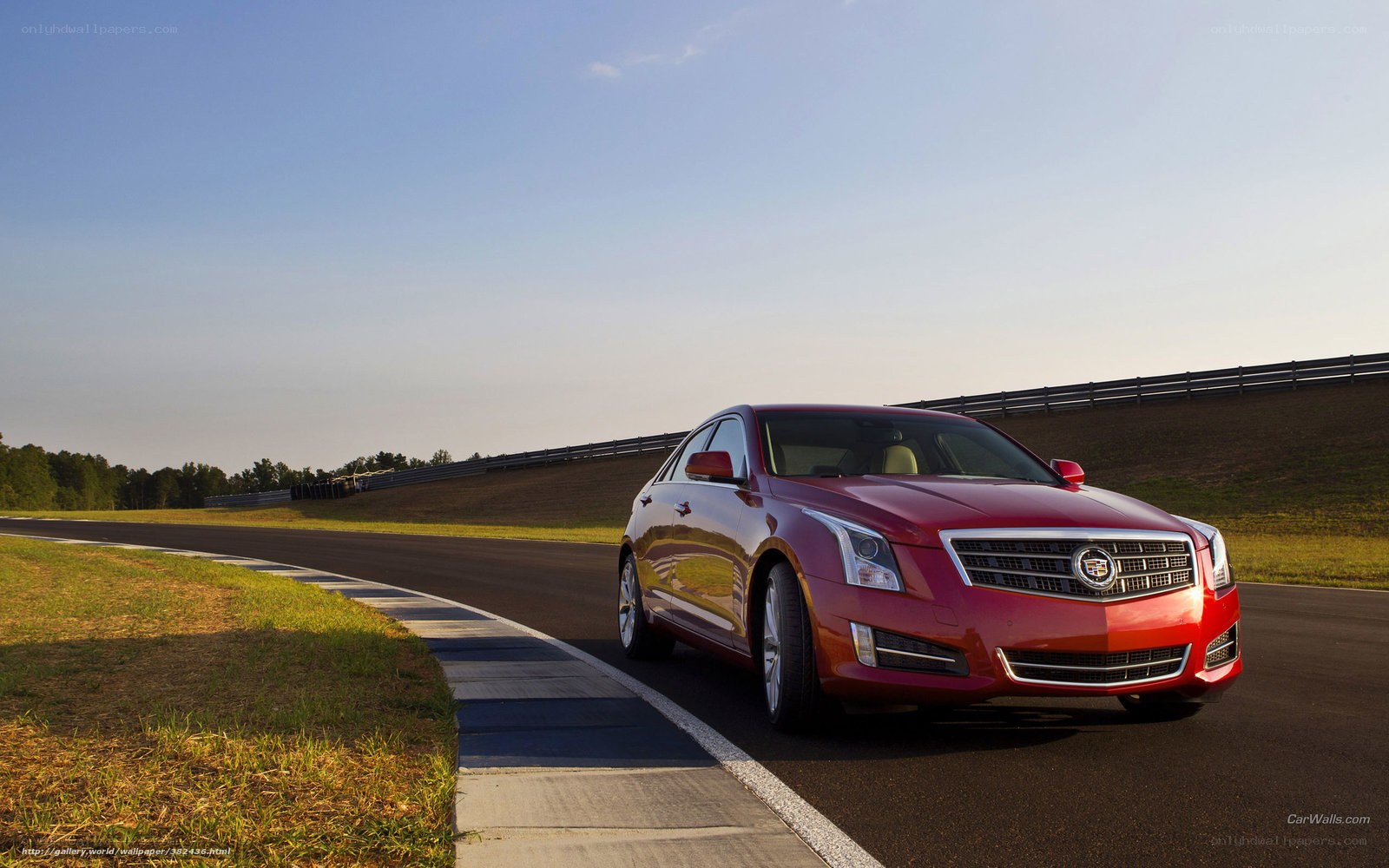 Red Cadillac on a racetrack