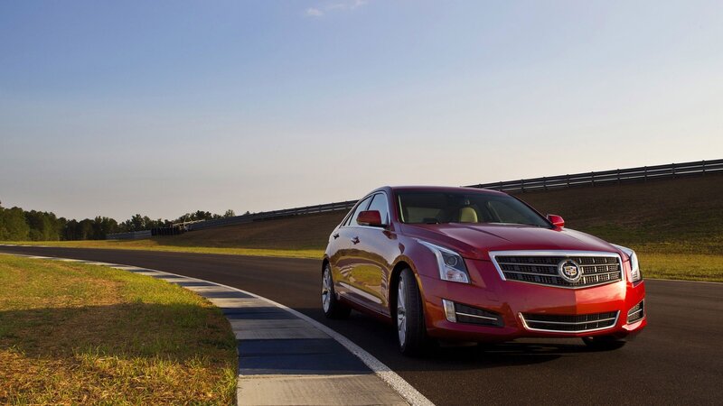 Red Cadillac on Racetrack — Dynamic