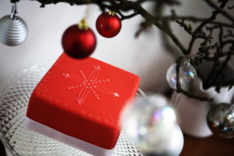 Red Cake on Stand — Festive