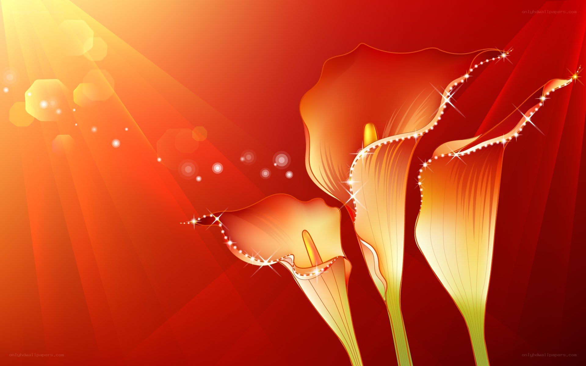 Red calla lilies with sparkles