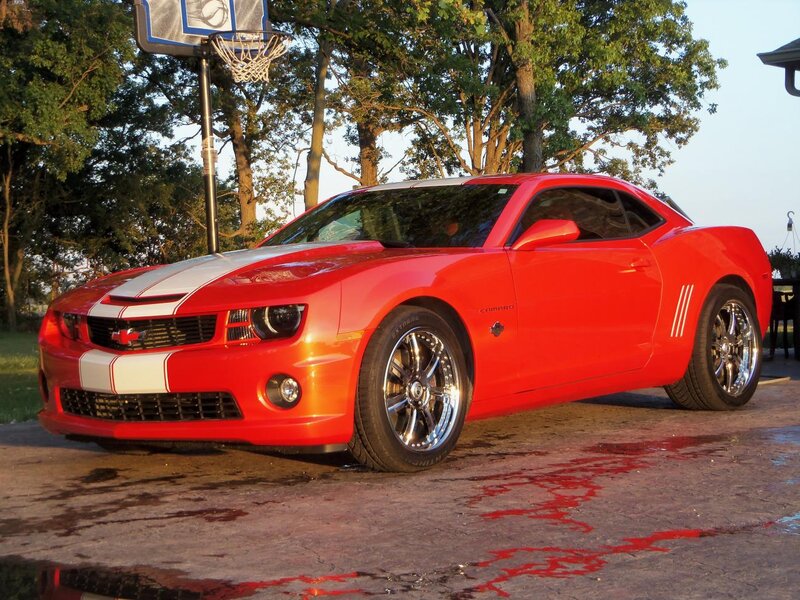 Red Camaro Car — Calm, Sunset, Photograph