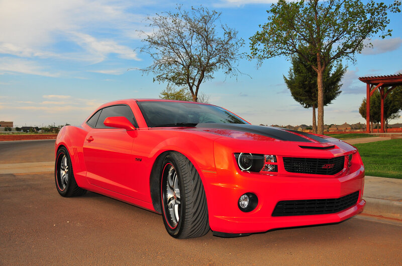 Red Camaro Car — Calm, Sunset