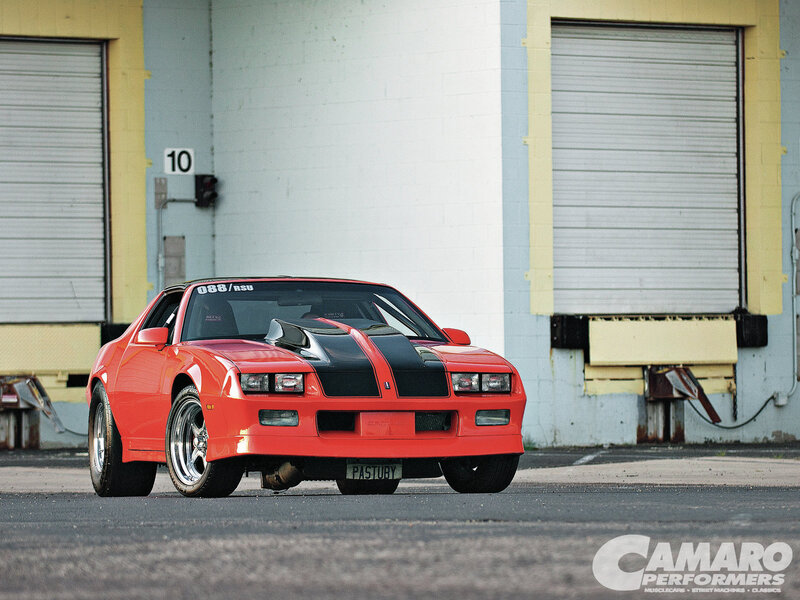 Red Camaro Car — Dramatic, Afternoon, Photograph, Building