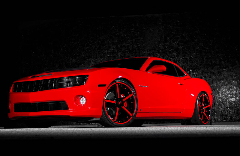 Red Camaro Car — Dramatic, Night