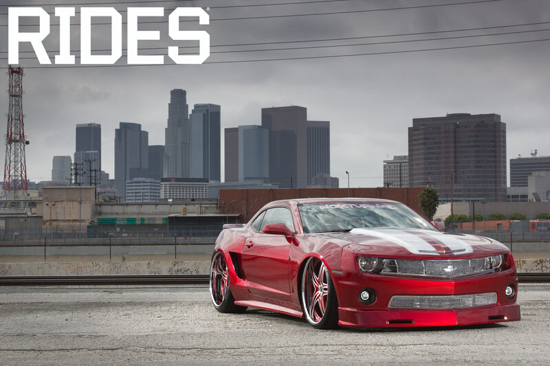 Red Camaro Car — Dramatic, Photograph, City Skyline