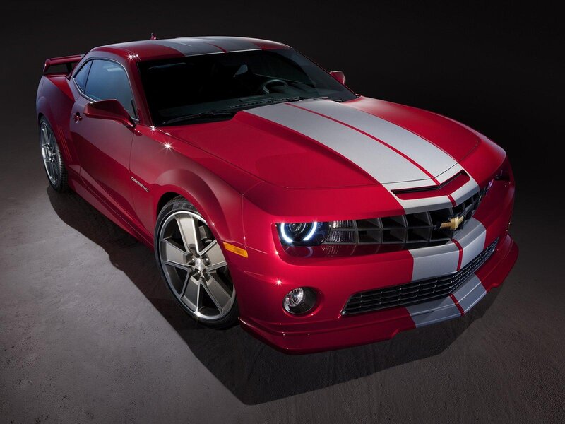 Red Camaro Car — Dramatic, Photograph, Stripes