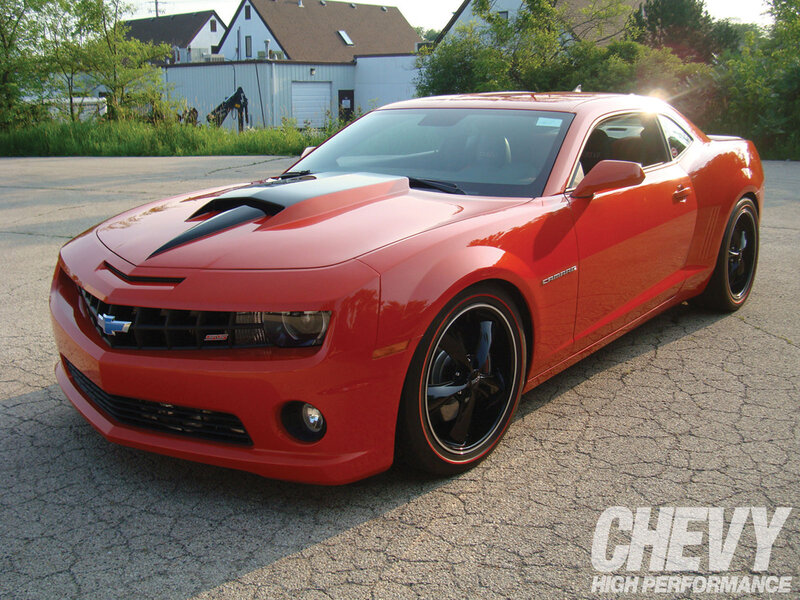 Red Camaro Car — Dramatic, Sunset, Photograph, Building