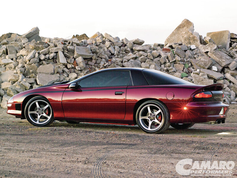 Red Camaro Car — Dramatic, Sunset, Photograph, Rocks, Dirt