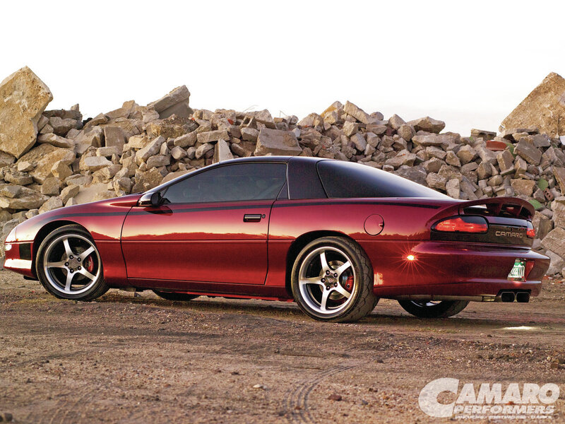 Red Camaro Car — Dramatic, Sunset, Photograph, Rocks
