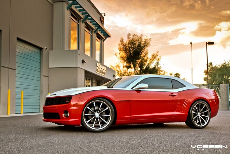 Red Camaro Car — Dramatic, Sunset, Photograph