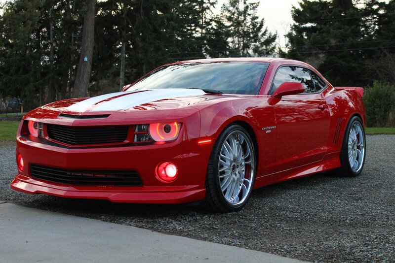 Red Camaro Car — Dramatic, Sunset, Photograph, Trees