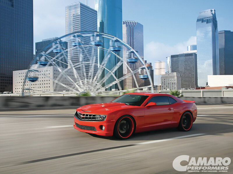 Red Camaro Car — Dynamic, Afternoon, Photograph