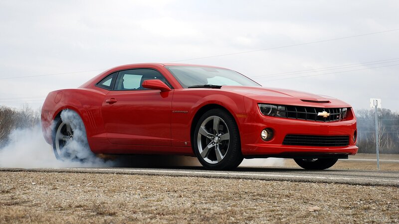 Red Camaro Car — Dynamic, Autumn