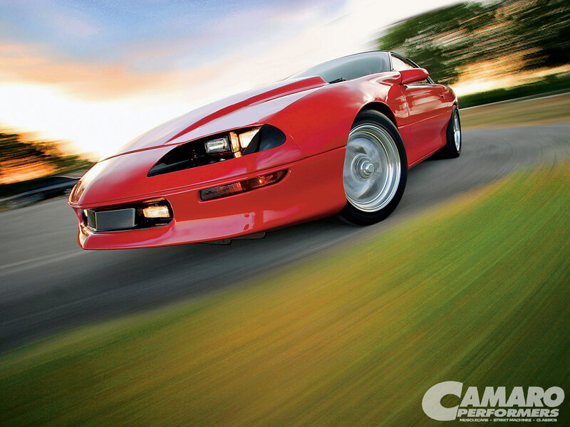 Red Camaro Car — Dynamic, Sunset