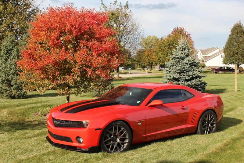 Red Camaro Car — Serene, Autumn, Photograph