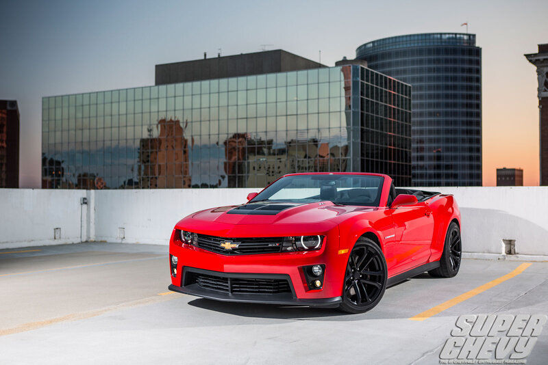 Red Camaro Convertible — Dramatic, Sunset