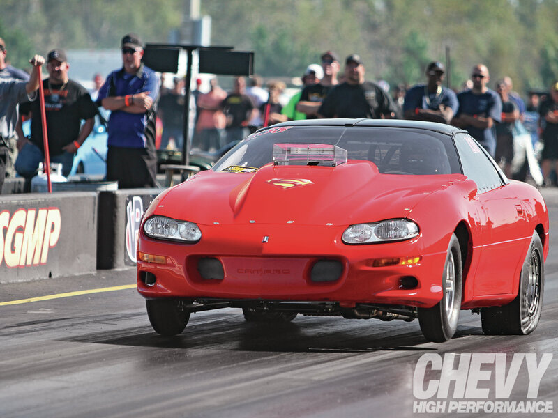 Red Camaro Drag Car