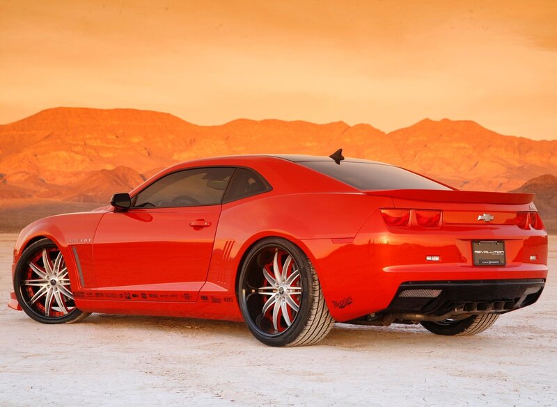 Red Camaro in desert