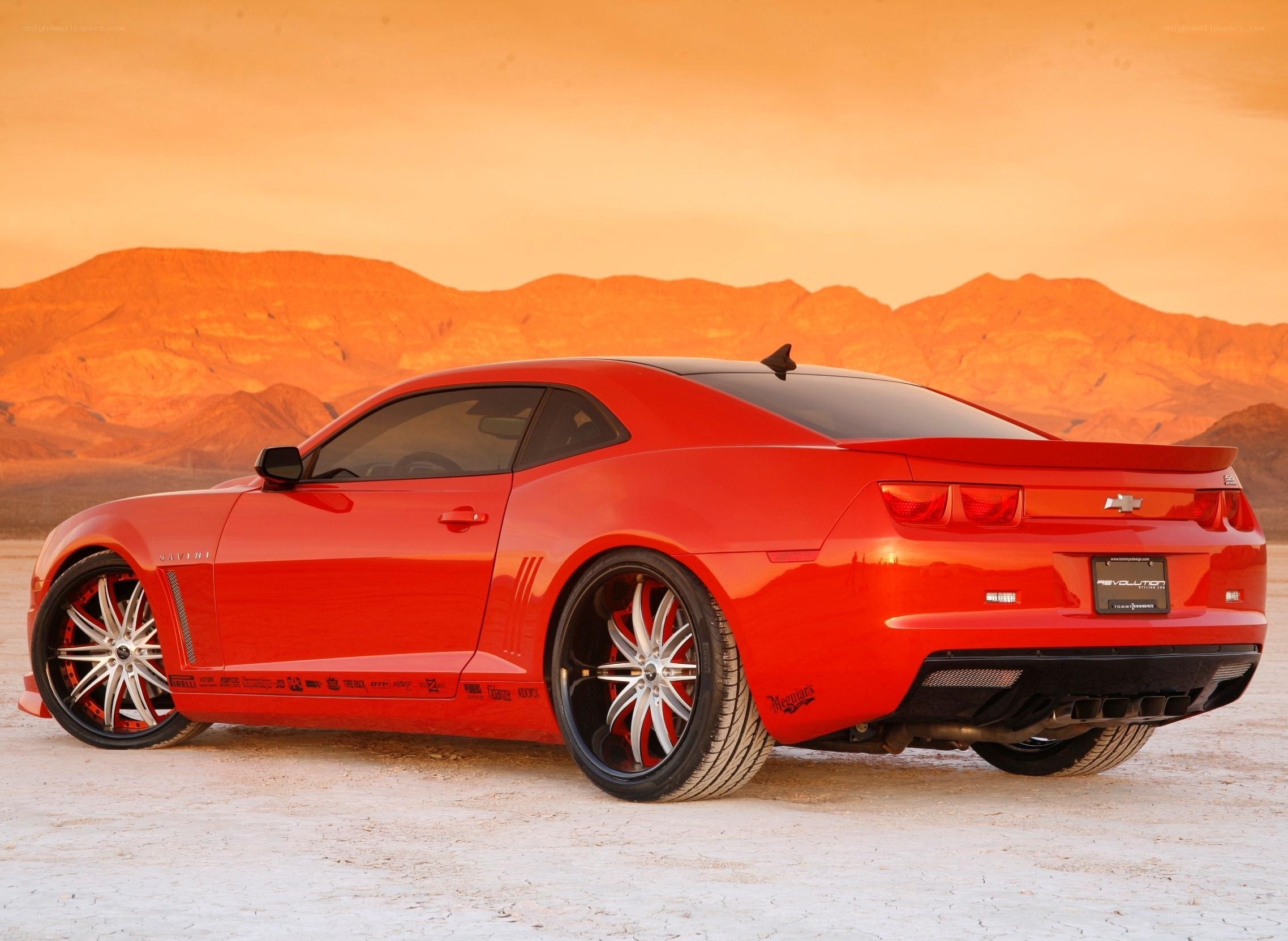 Red Camaro in desert