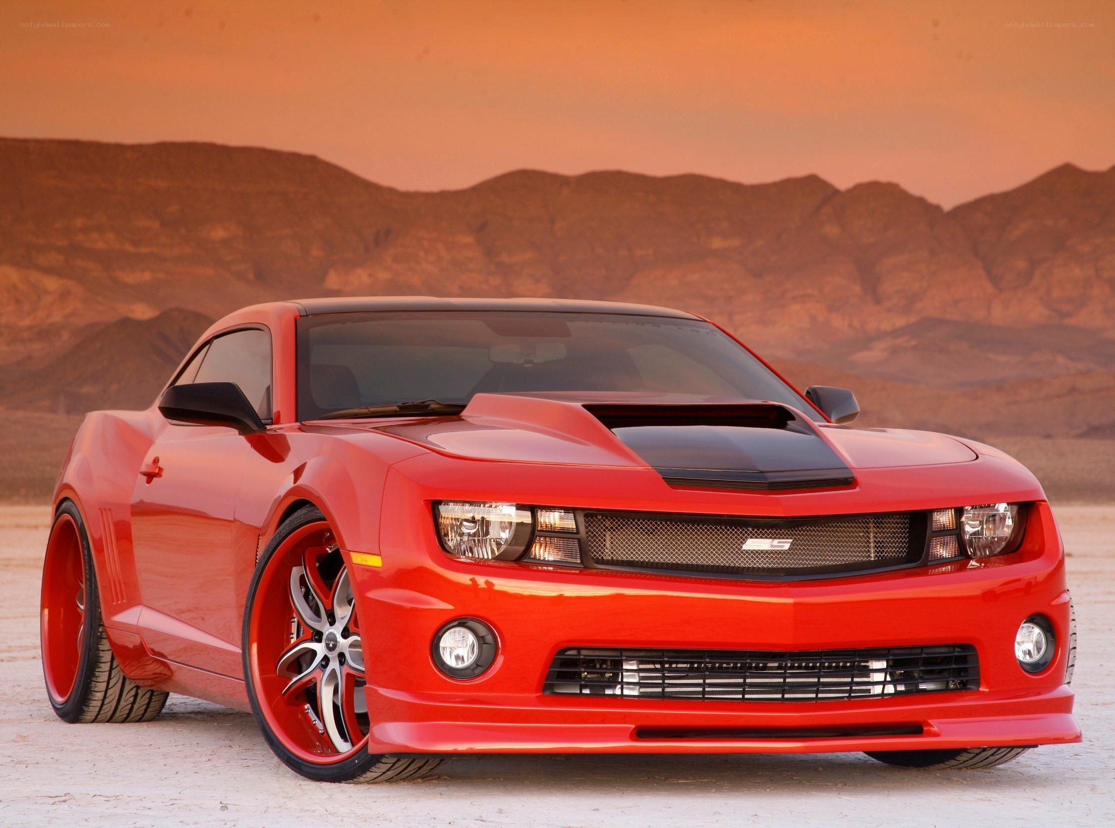 Red Camaro in desert