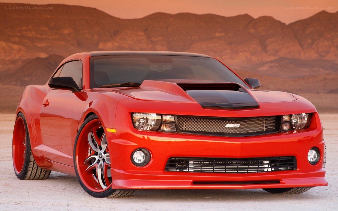 Red Camaro in desert