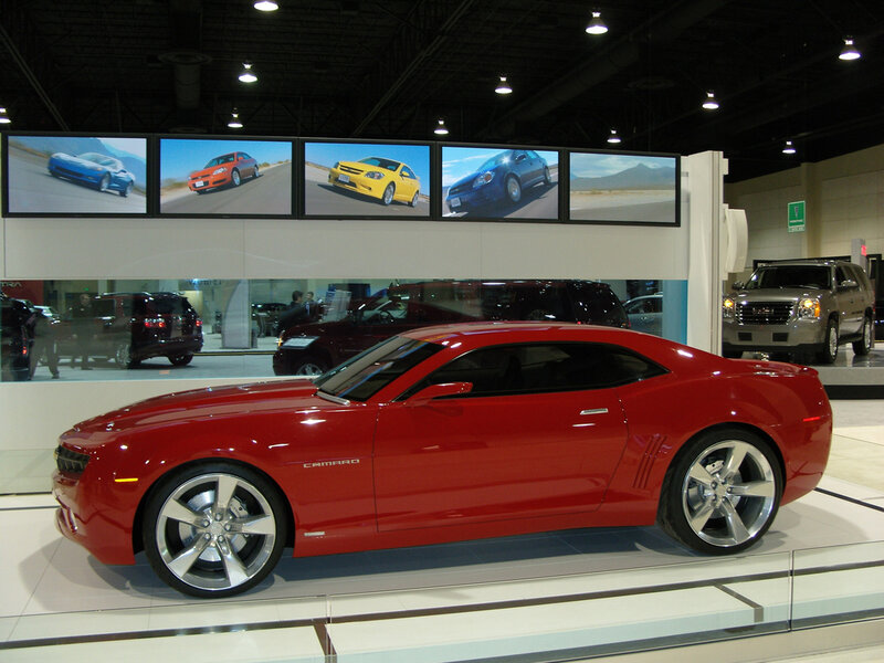 Red Camaro on display