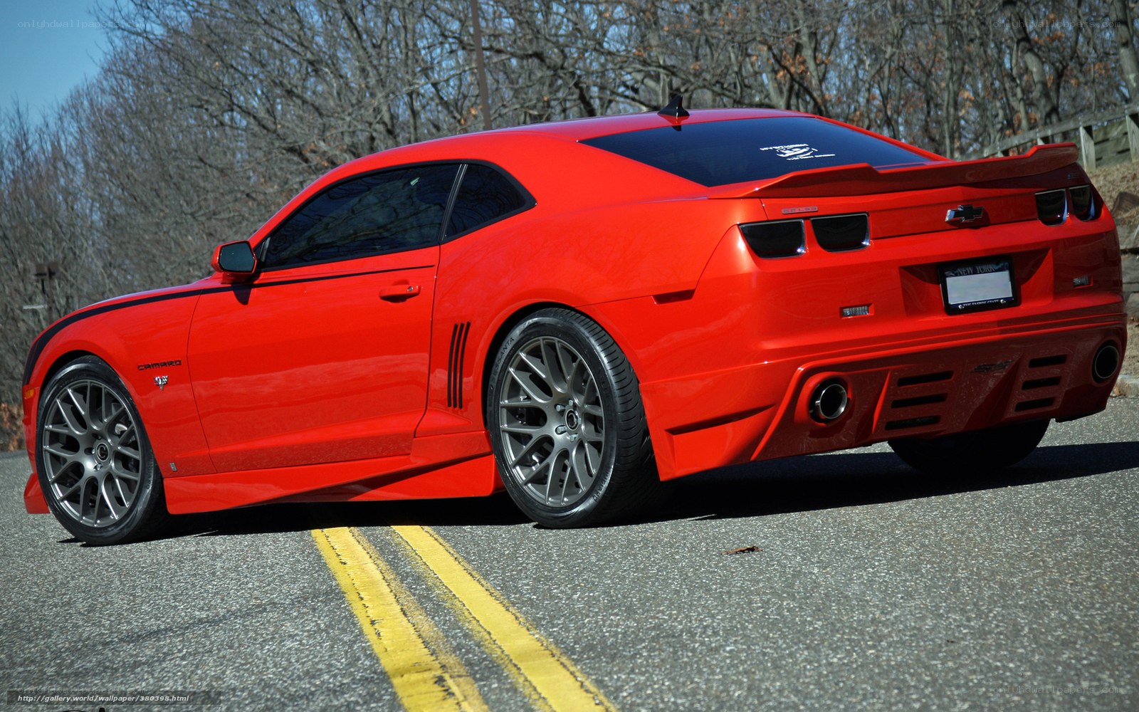 Red Camaro on road