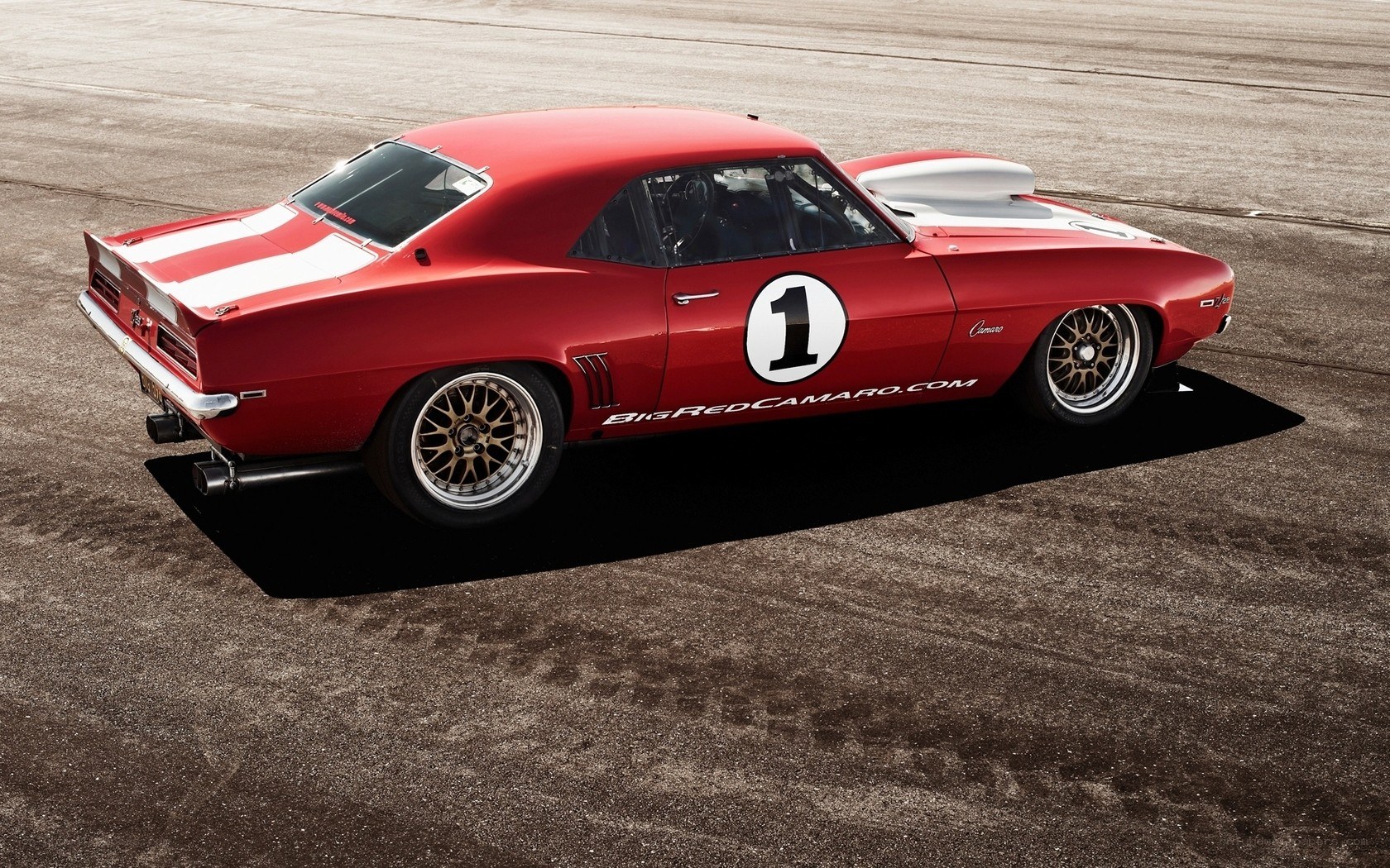 Red Camaro race car