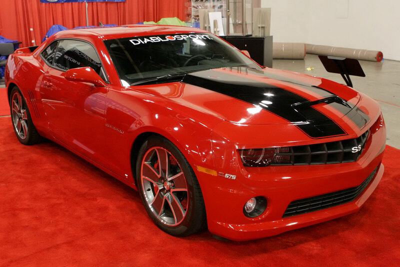 Red Camaro SS on display