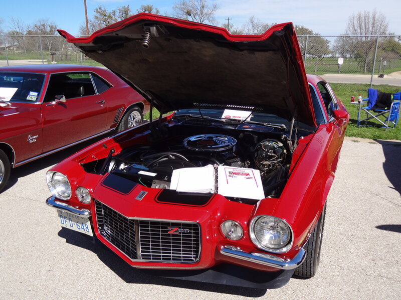 Red Camaro with Open Hood