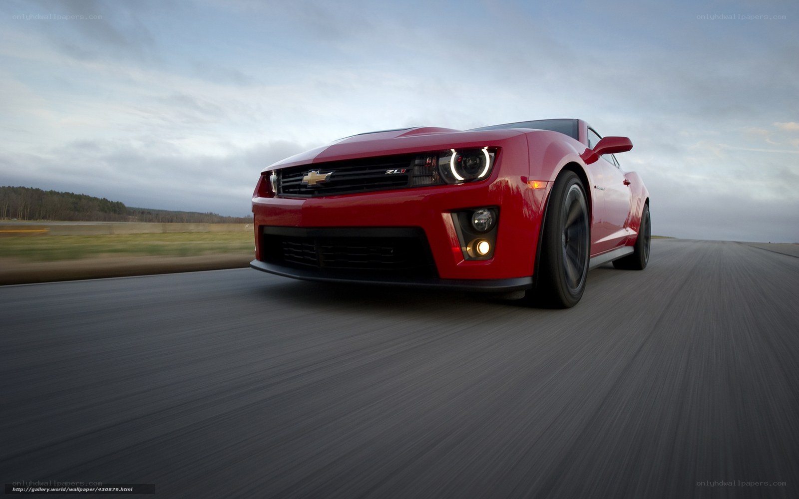 Red Camaro ZL1 in motion