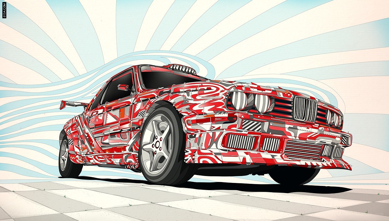Red Camo Race Car Art