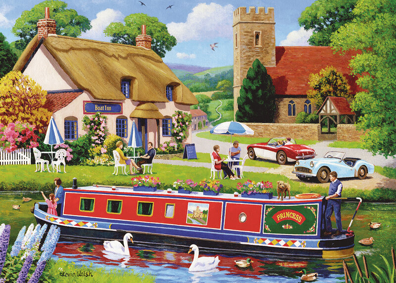 Red Canal Boat on River