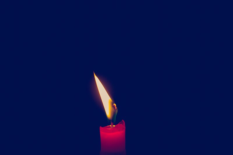 Red Candle Flame — Blue