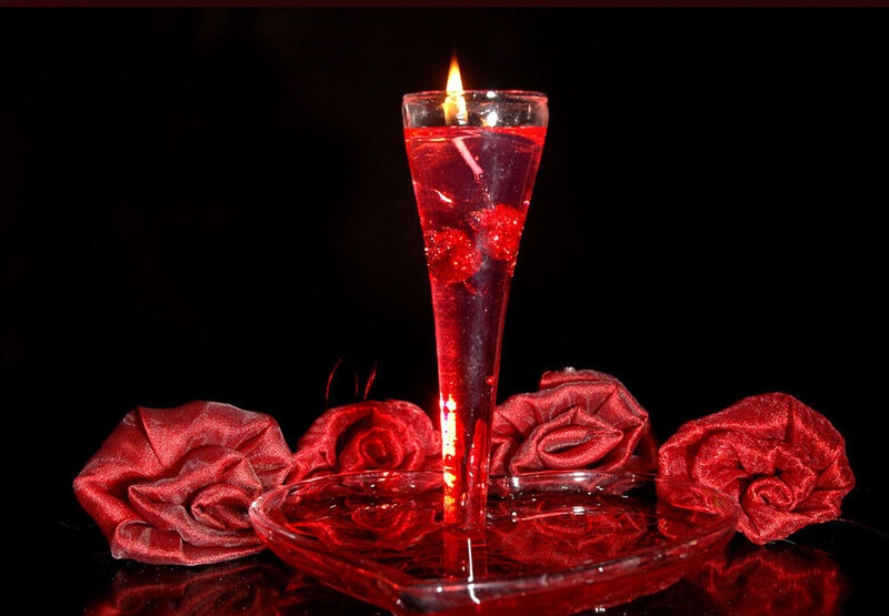 Red Candle in Glass — Dramatic