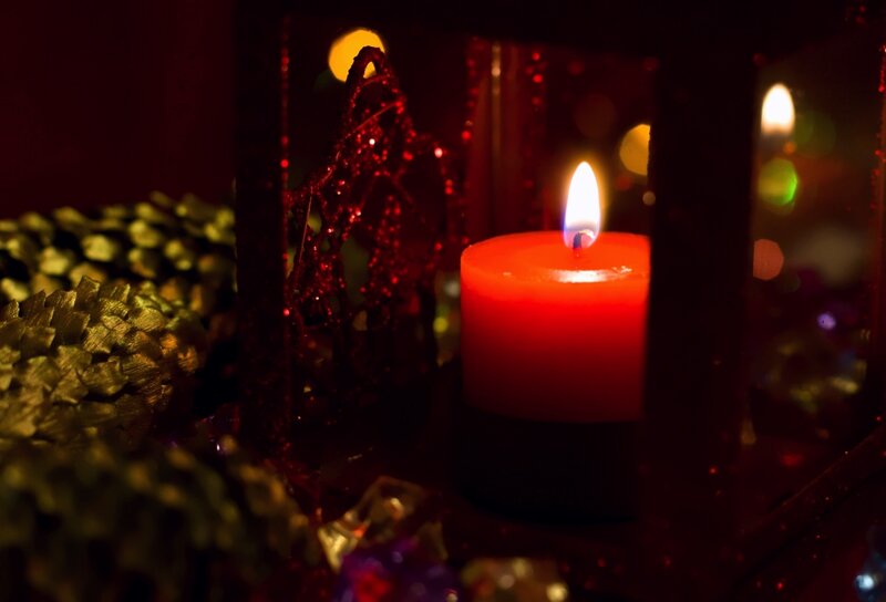Red Candle in Lantern