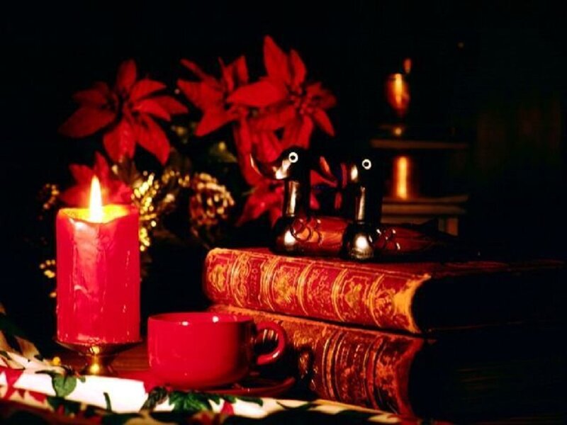 Red Candle on Books