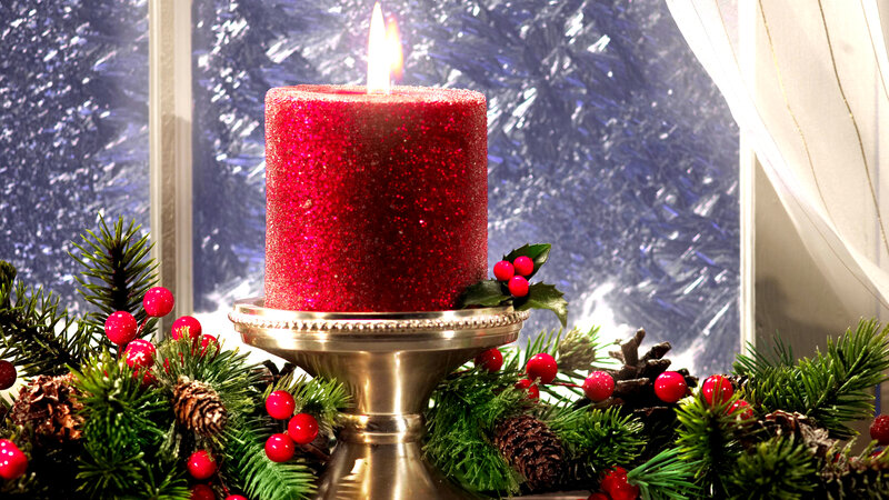 Red Candle on Stand