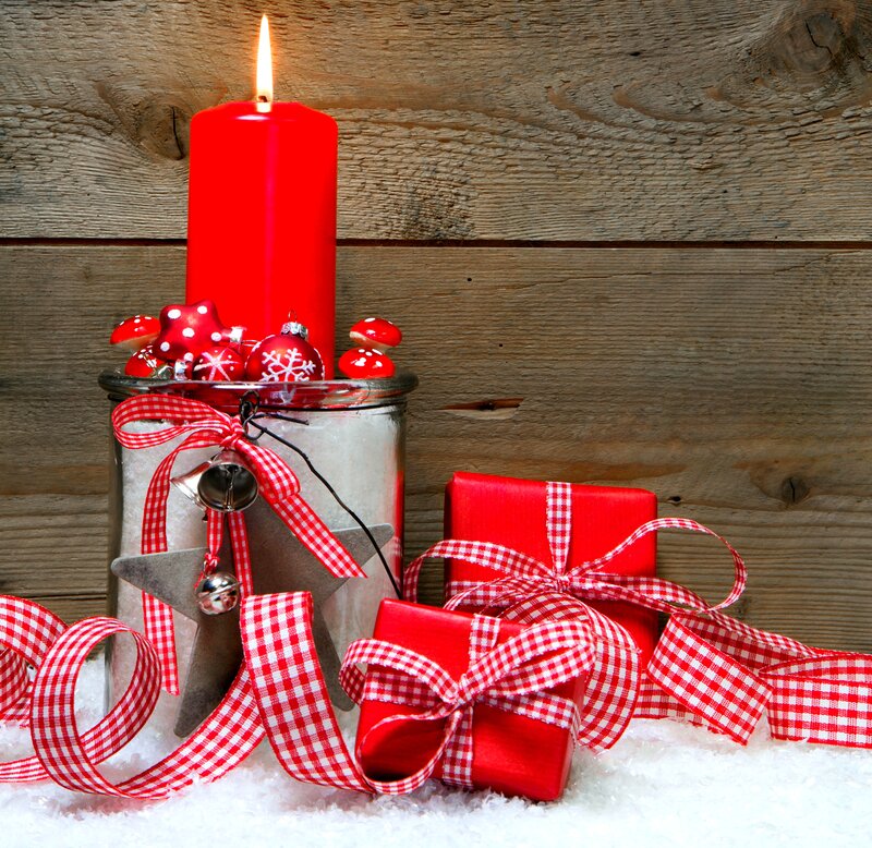 Red Candle with Gifts