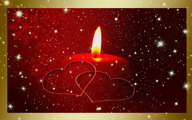 Red Candle with Hearts