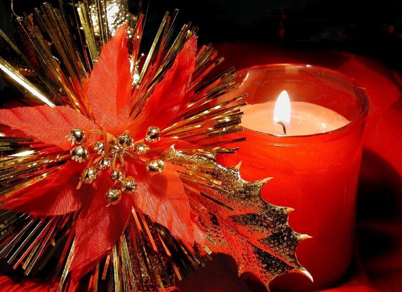 Red Candle with Ornament