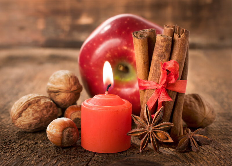 Red Candle with Spices — Cozy