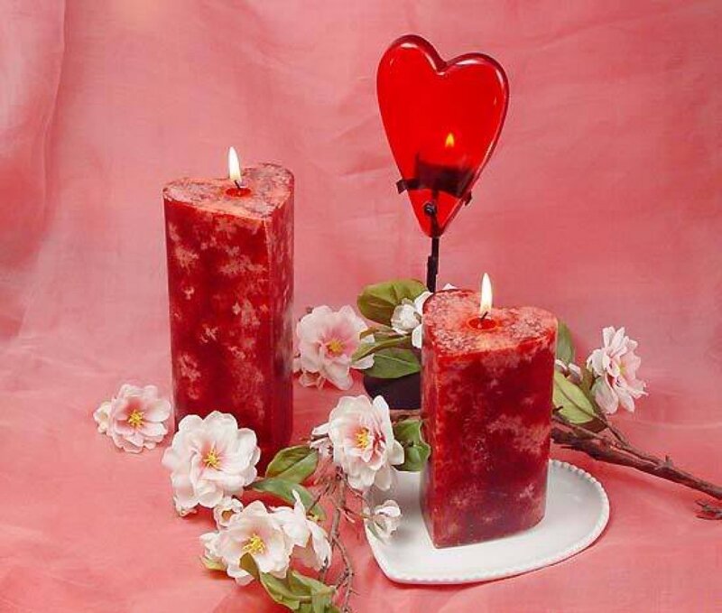 Red Candles and Flowers — Romantic