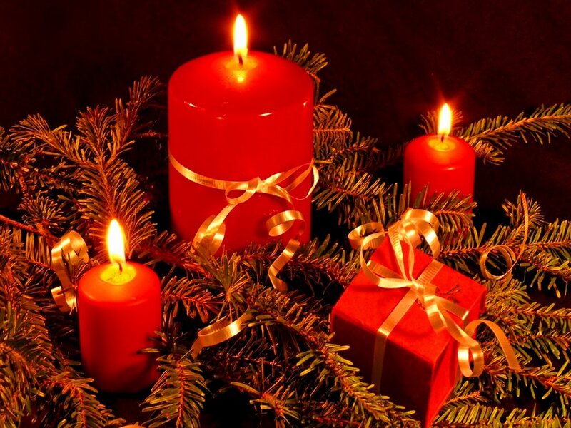 Red Candles and Gift Box