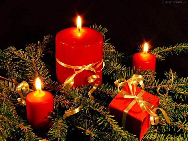 Red Candles and Gift — Festive