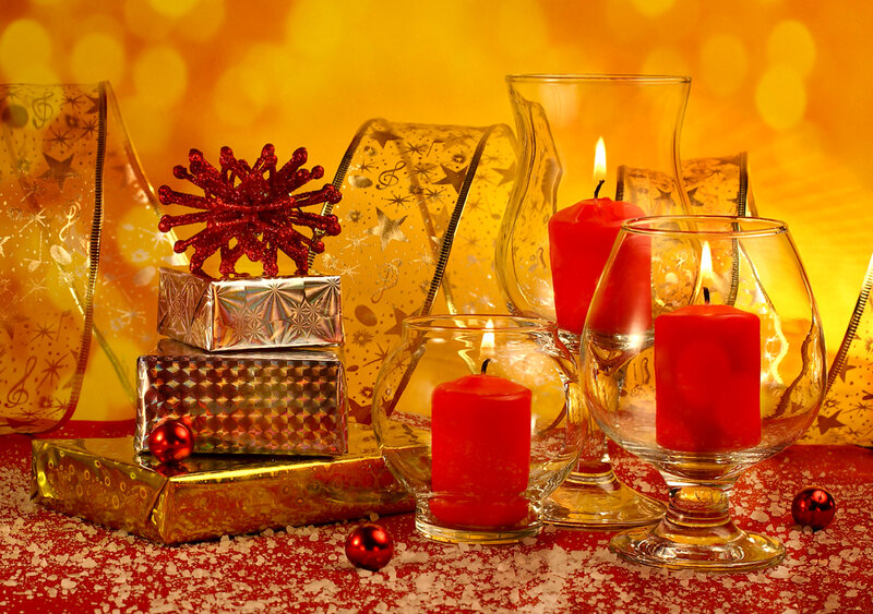 Red Candles and Gifts — Festive