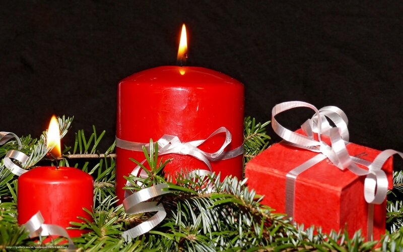 Red candles and gifts